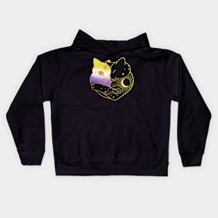 Nonbinary Celestial Cat Heart Kids Hoodie